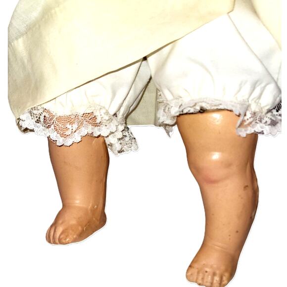 22" 30s or40s VNTG Blue Metal Sleep Eyes, Curly Molded Hair Faint Cry Baby Doll - Picture 7 of 16